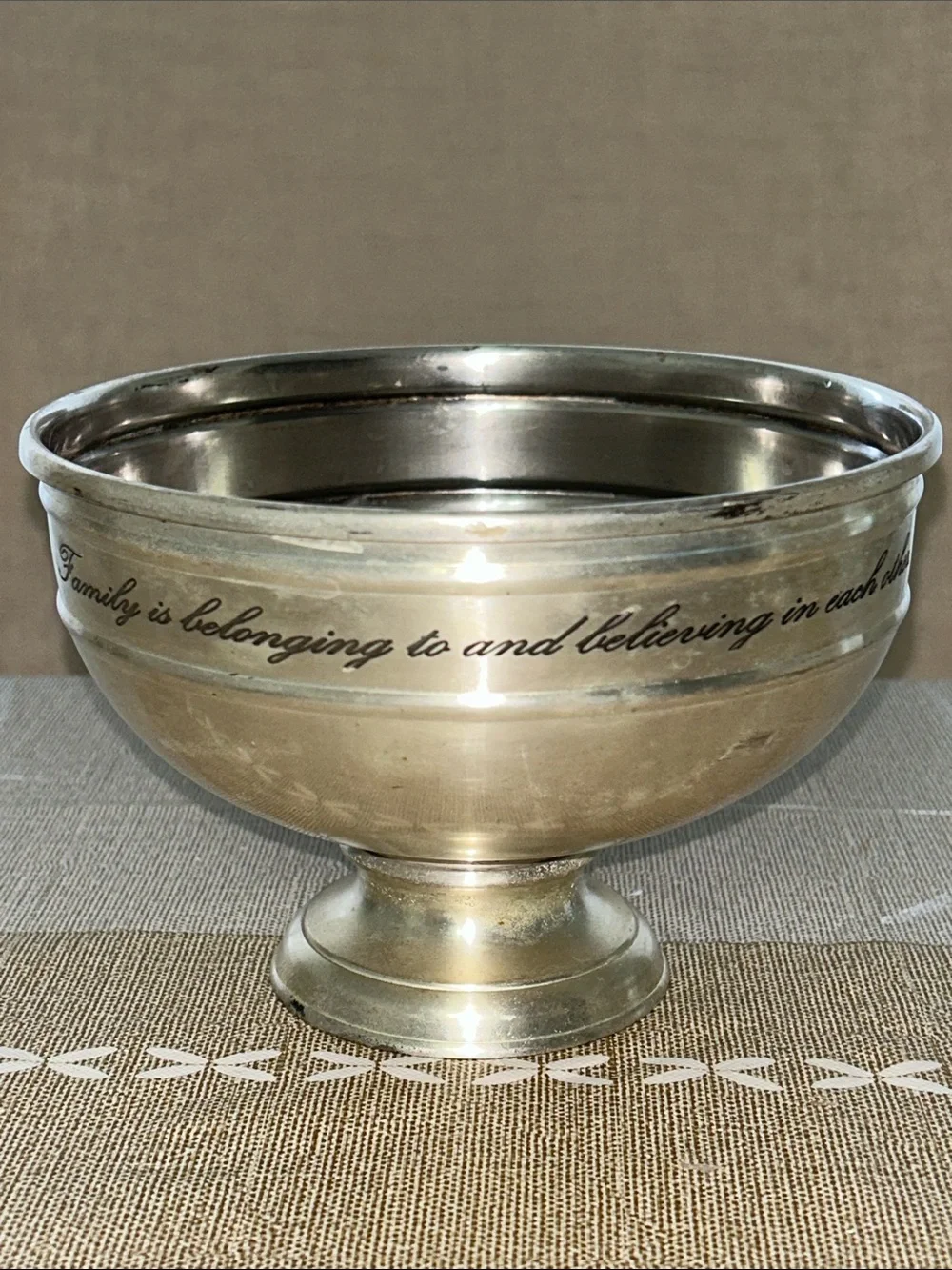 Pottery Barn Sentiment Silver Snack Bowl